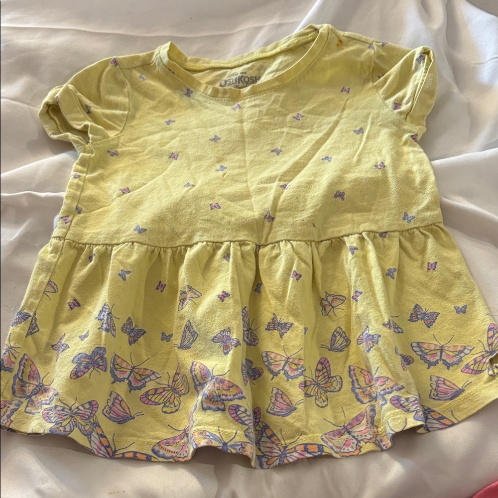 Yellow Butterfly Print Kids Dress 3T